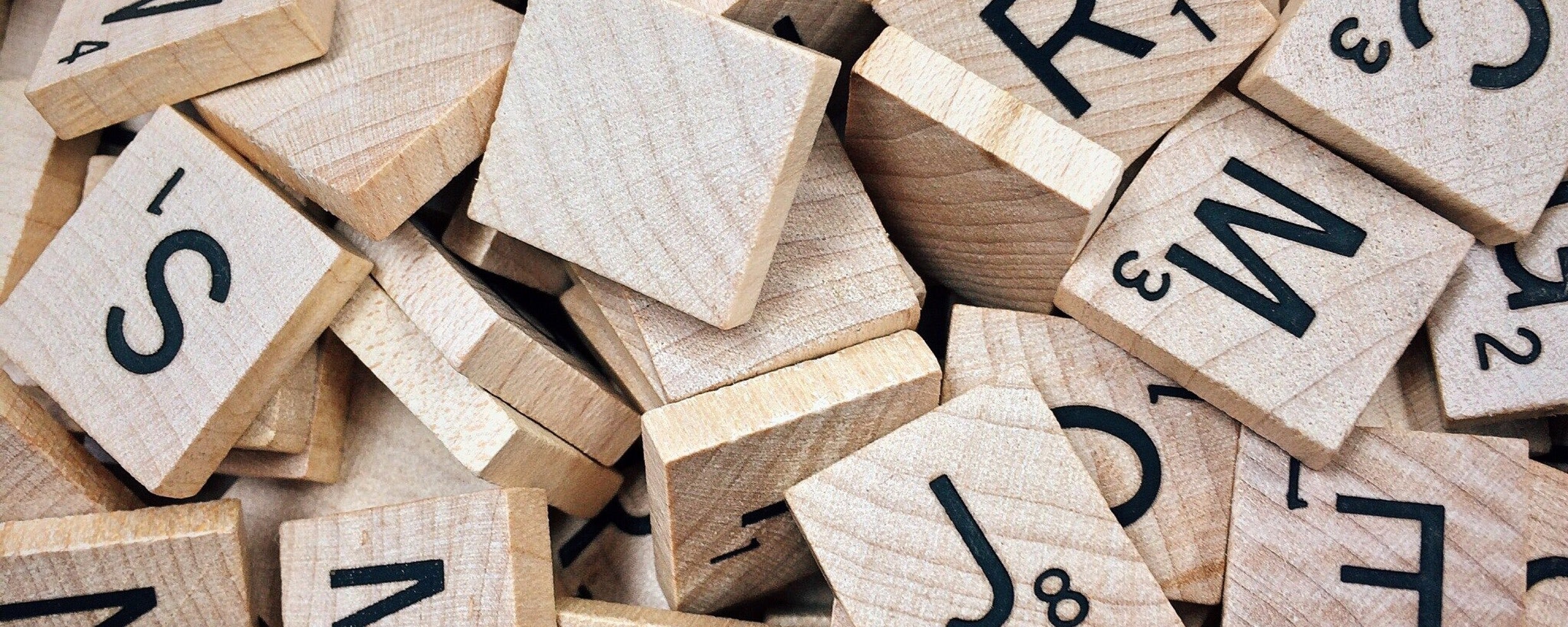 Pile of Scrabble letters