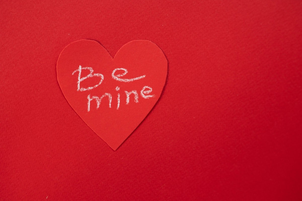 Red 'Be Mine' heart.